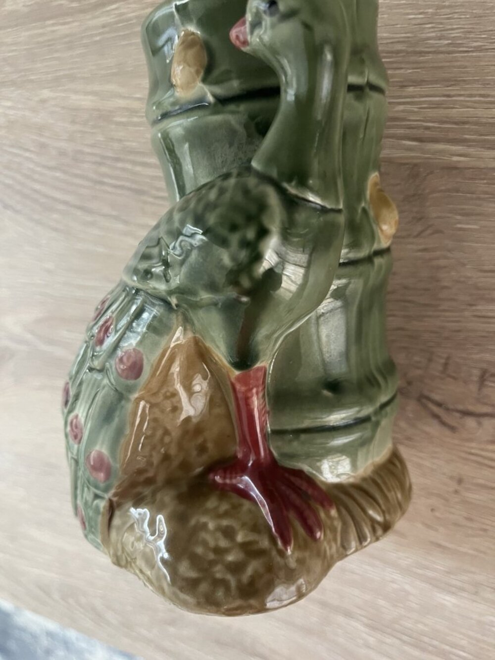 Vintage Tiki Mid Century Japanese Peacock Bamboo Planter Vase Ceramic 1950s  60s - Picture 12 of 13